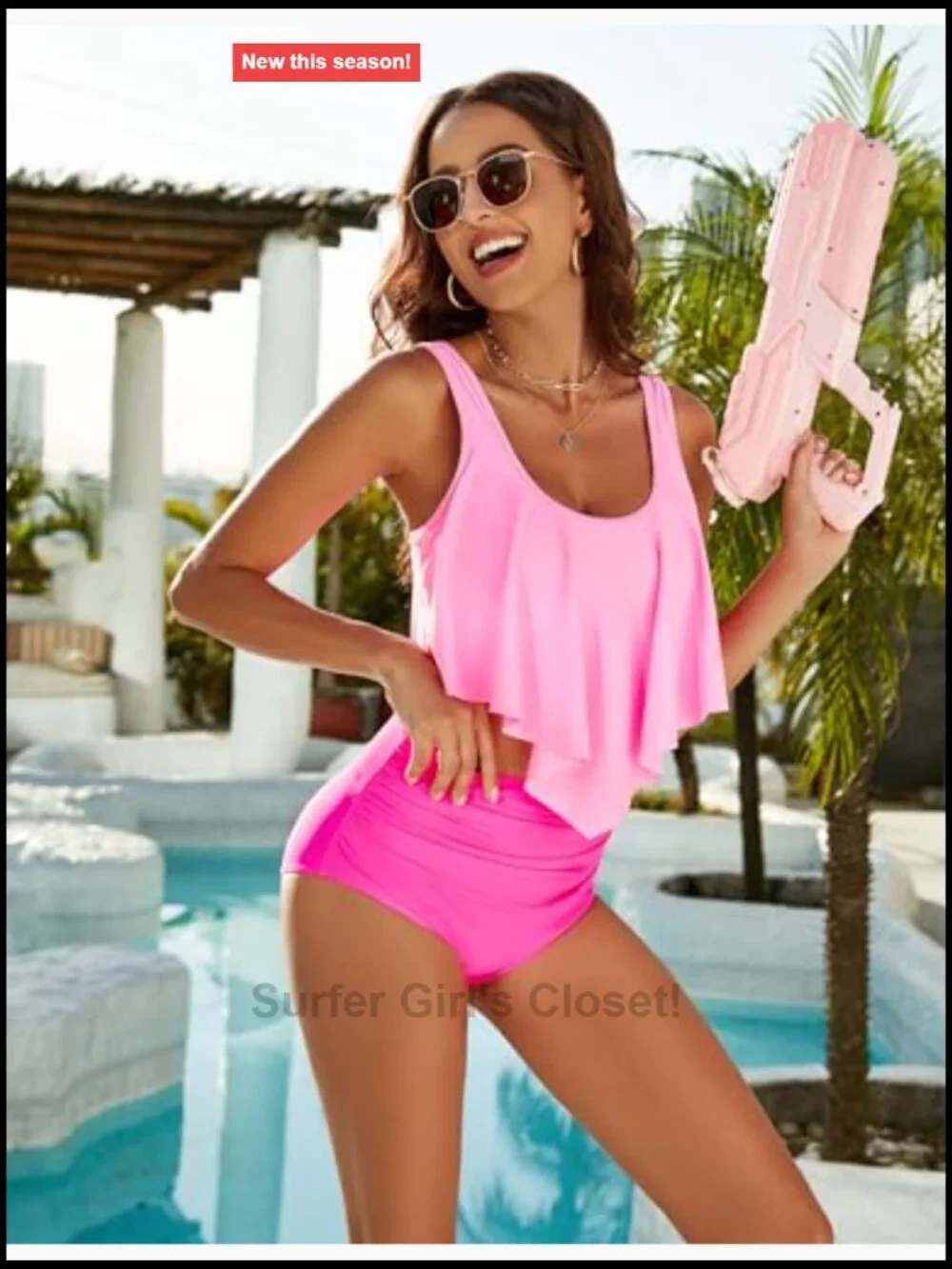 Plus Size Tankini Set with Tummy Control High Waisted Bikini Top & Bottom